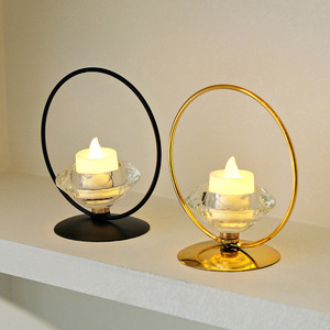 Crystal Candle <b>Holder</b> With Metal Ring Base Flameless <b>Tealight</b> For Home Decoration - Product Image 4