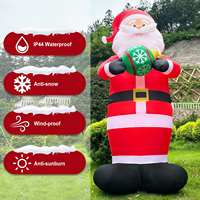Père Noël gonflable de 10 pieds tenant une boule de Noël avec lumière LED, décoration de Noël gonflable pour la cour, le jardin, l'extérieur, la maison
