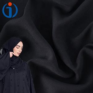 工場卸売50Dプレーンポリエステル素材スーパーブラックNidaLEXUSアラビアローブアバヤ生地女性用ヒジャーブ - Product Image 1