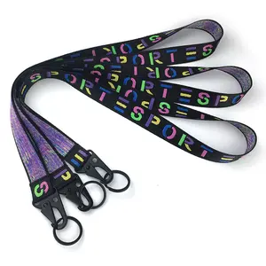 High Quality Personalized Custom Detachable Logo Silk Woven Embroidered Polyester Jacquard Lanyard With Keyring