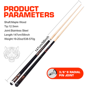 Tacos de billar O'min <span class=keywords><strong>Spider</strong></span> and Roar American Billiards, con eje de arce canadiense y punta de 12.5 mm, ideales para clubes, bares y uso doméstico. - Product Image 6