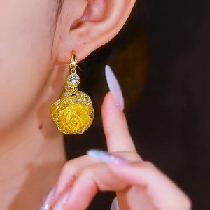 Light Luxury Rose Flower Stud Earrings Fashion <strong>High</strong>-<strong>end</strong> Copper Diamond Studded Flower Earrings <strong>Jewelry</strong> for Women - Product Image 2
