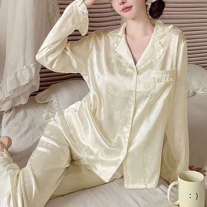 Primavera e autunno nuove camicie da <span class=keywords><strong>notte</strong></span> Jacquard dolci da <span class=keywords><strong>donna</strong></span> che vendono caldi comodi set di pigiami in raso Senior - Product Image 4