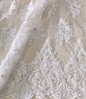 Nouvelle dentelle de mariée de luxe, écologique, de couleur blanche, brodée, tissu lourd, sequins à la main, strass, mariage, filles