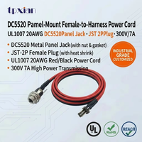 Kabel DC5520 Panel Female ke JST 2P Harness UL1007 20AWG 300V7A untuk Instrumen LED, Peralatan Industri, dan Chassis