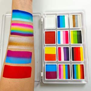 พาเลทแต่งหน้าฮาโลวีน 12 สี ระดับมืออาชีพ จัดส่งรวดเร็ว สีรุ้งแบบละลายน้ำได้ สำหรับเพ้นท์หน้าเด็ก - Product Image 4