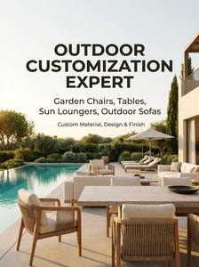 Architectural <b>Teak</b> Wood Outdoor Armless Lounge Sofa <b>Chair</b> for Villa Terrace and Garden Projects Custom Design - Product Image 5
