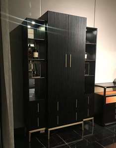 Gabinetes de almacenamiento de madera maciza de lujo americano, gabinetes de <span class=keywords><strong>vino</strong></span> de vidrio templado para sala de estar, estantes de <span class=keywords><strong>vino</strong></span> para sala de exposiciones - Product Image 2