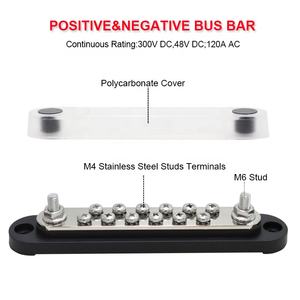 150A端子バスバー M4 M6スタッド バッテリー電源分配ブロック 赤黒 12V 車用バスバー 自動車・船舶用 - Product Image 3
