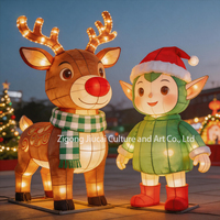 Lanternes LED personnalisées de Noël et de Nouvel An, rennes à nez rouge, elfes, pour décoration intérieure et extérieure, vente en gros pour centres commerciaux