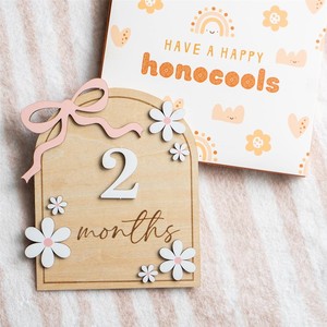 Décor de pépinière en nid d'abeille, accessoires de photographie nouveau-né, annonces de douche de bébé et de <span class=keywords><strong>naissance</strong></span> Cartes d'étape en bois pour bébé - Product Image 6