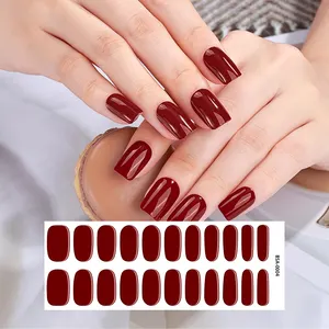 New Technology Pure Red Whitening Plastic Gel Nail Sticker For Easter Without UV Lamp