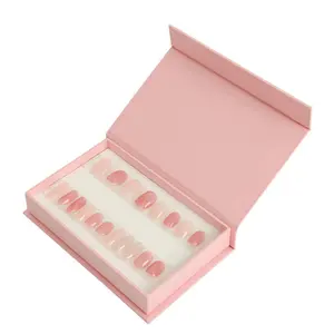 Wholesale Custom Logo Pink Black Nails Boxes Luxury Foil Stamping Printing Nail Packaging Paper Box