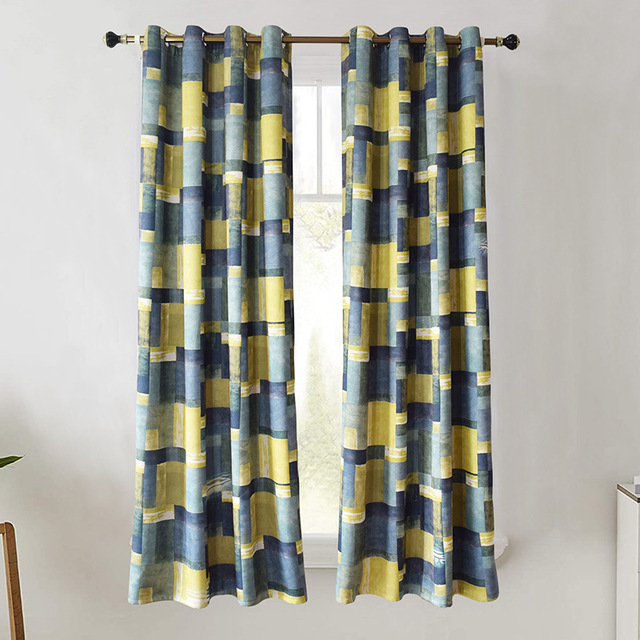 Factory Made Luxury New Style Hot Sale Bulk Order Full Printed Blackout 100% Polyester Grommet Pleated Flame Retardant Curtains