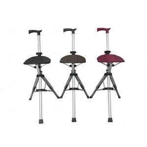 <b>Portable</b> Hiking Cane <b>Stool</b> For Seniors Aluminum Folding Tripod Walking Stick With Seat 88Cm Lightweight Outdoor Use - Product Image 3