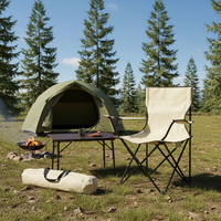 Silla Plegable para Camping Kermit Beige 51x51x83 de Acero Ligero y Plegable para Camping, Senderismo y Viajes con Logotipo Personalizado