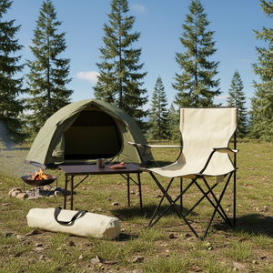 Sedia da Campeggio Pieghevole Kermit Beige 51x51x83 in Acciaio Leggero Richiudibile per Campeggio Escursionismo Viaggi Logo Personalizzabile - Product Image 3