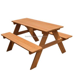ชุดโต๊ะปิกนิกไม้พร้อมม้านั่ง - โต๊ะรับประทานอาหารกลางแจ้งสำหรับทุกสภาพอากาศ พร้อมม้านั่งติดตั้งในตัว เหมาะสำหรับสนามหลังบ้าน ลานบ้าน และสวน - Product Image 1