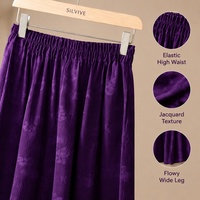 Pantalon large décontracté taille haute en soie de mûrier 100% jacquard violet Xiangyunsha pour femme