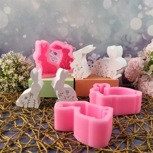 Moule en silicone en forme de lapin pour bougies de Pâques en résine, décoration d'intérieur, moule à bougies parfumées, vente en gros - Product Image 1