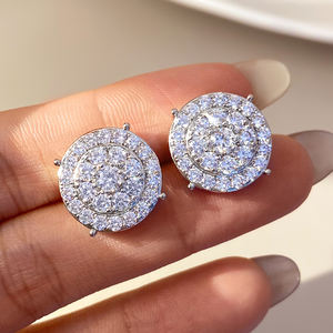 ต่างหูแบบติดหูทรงกลม ทองแท้ 18K คุณภาพดี ขนาดเล็ก น่ารัก ชุบทอง 18K ประดับเพชร ขายดี - Product Image 1