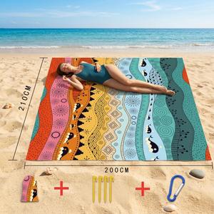 Wholesale Oversized Sand Free <b>Beach</b> Mat, Bulk Waterproof Outdoor Picnic Blanket with Stakes and <b>Bag</b>, Custom Logo Mat - Product Image 1