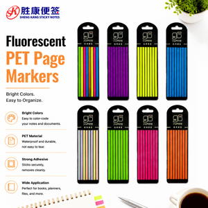Fluorescent PET Page Markers Self Adhesive Index Tabs Waterproof Removable Sticky Strips for Books Planners Office & School - Product Image 1