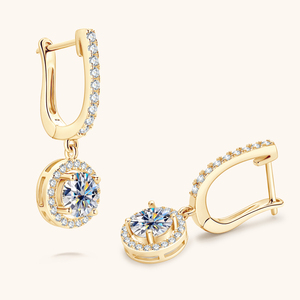 <strong>Hoops</strong> 6.5mm D Color Moissanite Dangle Real Drop Earrings Silver 925 <strong>Rose</strong> Yellow <strong>Gold</strong> Plated Jewelry for Women - Product Image 2