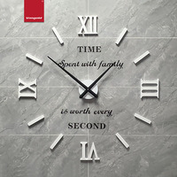 Horloge murale DIY avec chiffres romains blancs, 120 cm, grande, autocollante 3D sans cadre, horloge décorative de luxe pour hôtel, bureau, maison, Airbnb