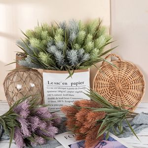 CallaFloral Ramo de Hierba Cola de Conejo, Flores Artificiales en Gris, Verde y Morado, Decoración para Interiores del Hogar, Arreglo para Bodas - Product Image 1