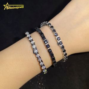 Collar de Cadena de Tenis de Acero Inoxidable 316L con Incrustaciones de Moissanita VVS, Chapado en Oro Negro con Diamantes de 4 mm, Estilo Hip Hop - Product Image 5