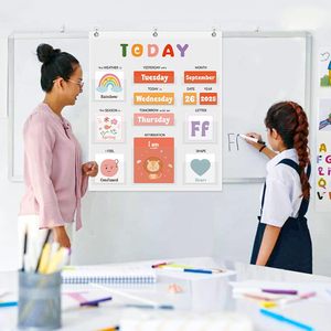 Tableau rectangulaire en tissu pour calendrier quotidien, 59.5cm x 49.5cm, gestion du temps pour l'école maternelle et la maternelle - Product Image 4