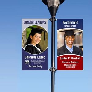 Custom Banners for School Graduations Season Holiday Outdoor Street <b>Pole</b> <b>Light</b> Banner - Product Image 1