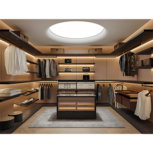 Armoire ouverte de luxe sur mesure, structure <span class=keywords><strong>métallique</strong></span> en U, rangement moderne pour chambre à coucher, dressing avec éclairage LED - Product Image 3