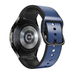 Correa para <span class=keywords><strong>Samsung</strong></span> Galaxy <span class=keywords><strong>Watch</strong></span> <span class=keywords><strong>4</strong></span> 44 40mm Watch4 <span class=keywords><strong>Classic</strong></span> 46 <span class=keywords><strong>42</strong></span> <span class=keywords><strong>mm</strong></span> Silicona con correa de cuero con extremo curvo Sin huecos Pulsera de pulsera - Product Image 6