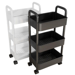 कार्यालय, लिविंग रूम, रसोई के लिए बहु-कार्यात्मक भंडारण ट्रॉली के साथ 4-स्तरीय प्लास्टिक रोलिंग उपयोगिता कार्ट - Product Image 5