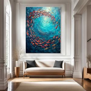 Peinture abstraite décorative de grande taille, peinture de paysage marin, peinture artistique sur toile, décoration murale, peinture originale pour la maison et la galerie - Product Image 5