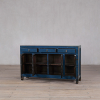 Armoire de rangement en bois massif, finition vieillie, faite à la main, écologique, durable, grande capacité, avec tiroirs et portes, pour salon et appartement