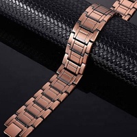 Pulsera Deportiva Magnética Terapéutica con Patrón Geométrico para Hombre, Versión Ancha, Completamente Magnética, de Cobre Rojo, para la Salud