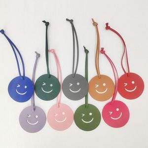 Cute Smile Shape <b>Bag</b> <b>Charm</b> PU Leather Smile Expression Keychain Happy Face Pendants <b>Bag</b> Accessory - Product Image 4