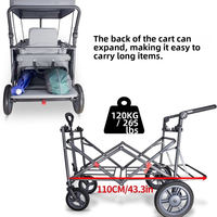 CHENYUE Chariot pliable pour enfants à 2 places avec auvent, cadre en acier Oxford 600D, poussette-chariot à pousser et à tirer