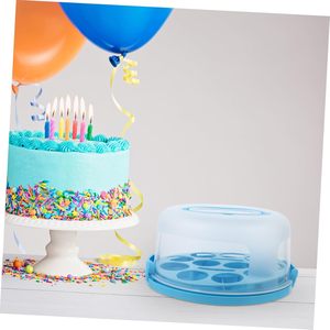 Wholesale Round <b>Cupcake</b> Containers <b>Box</b> BPA-Free Plastic Cake <b>Holder</b> Portable Cake Stand with Lid Cake Keeper Cover with Handle - Product Image 5