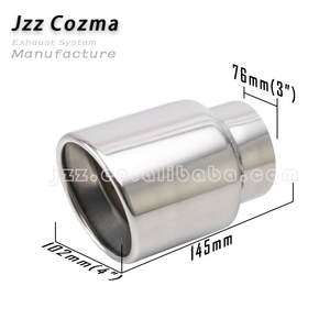 Embout d'échappement universel à <span class=keywords><strong>double</strong></span> <span class=keywords><strong>paroi</strong></span> en acier inoxydable argenté, diamètre 3 à 4 pouces, à découpe inclinée et roulée - Product Image 2