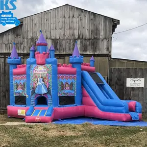 Fácil Blow Up Grande Comercial PVC Crianças Crianças Fairy Princess Bouncy Castle Para Meninas Inflável Bounce House Com Slide