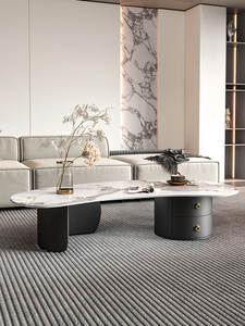 Tavolino <span class=keywords><strong>da</strong></span> Caffè in Pietra con Cassetto Sagomato, Design Moderno per Piccoli Soggiorni, <span class=keywords><strong>Arredamento</strong></span> Casa - Product Image 2