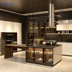 Customized Modern Modular Shaker Kitchen Cabinet With kitchen island Design Kitchen Cabinets