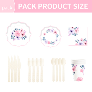 DAMAI Pink Flower Theme Party Disposable <b>Paper</b> Plate Napkin <b>Tablecloth</b> Disposable Party Tableware Sets for Party and Wedding - Product Image 6