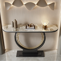 Nouvelle table console longue et étroite en métal de luxe, style nordique moderne, base sur piédestal, pour salon, chambre, hôtel