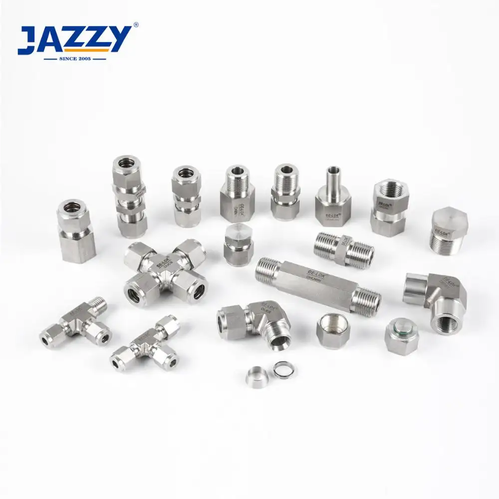 JAZZY-Tubo de ajuste de compresión Npt 3/8, 1/2 pulgadas, Swagelok, conector macho, accesorios de instrumento, tubería