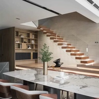 Vente en gros d'escaliers en verre de luxe modernes avec panneaux suspendus en acier, bois et pierre Designs d'intérieur de haute qualité